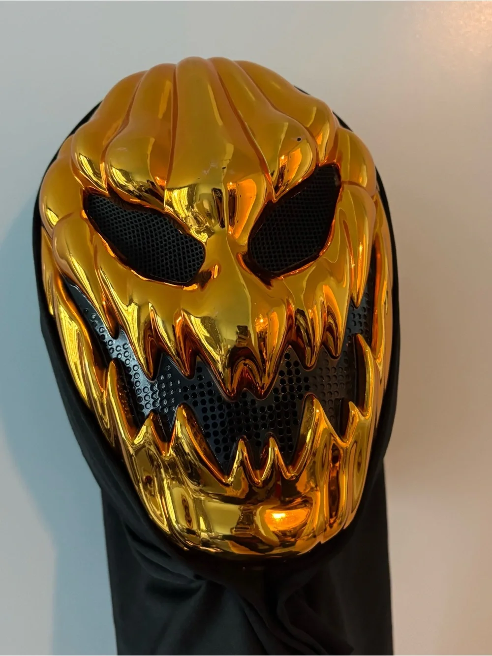 Metallic Gold Halloween Scary Pumpkin Head Mask